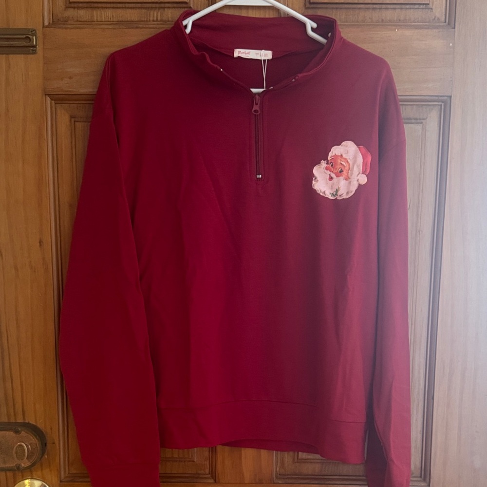 Festive Red Women's Quarter-Zip Sweatshirt NWT size L